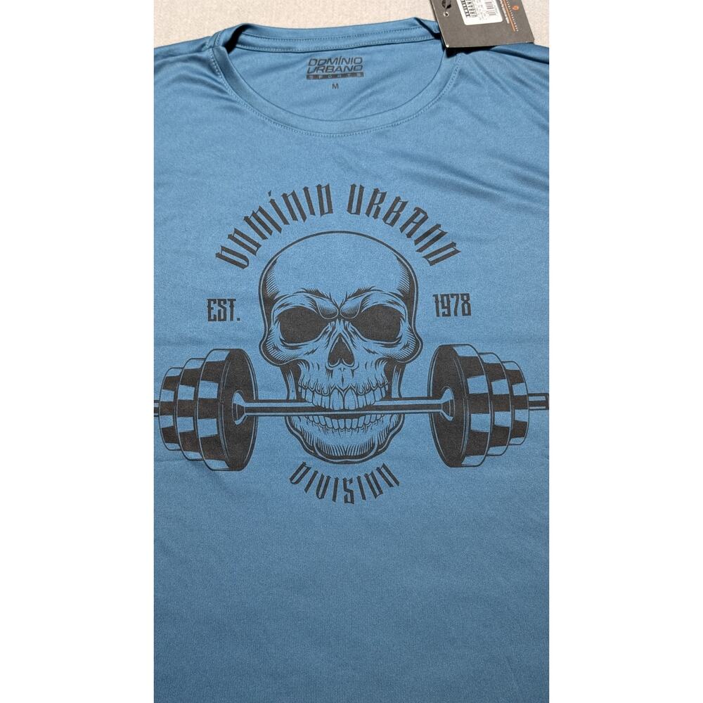 Dominio Urbano Sports Shirt M Blue Skull Graphic Gym Training Tee Dry Fit